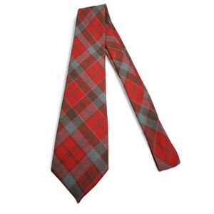 Vintage Made in Scotland Tie 100% New Wool Robertson Plaid Red Green‎ Necktie